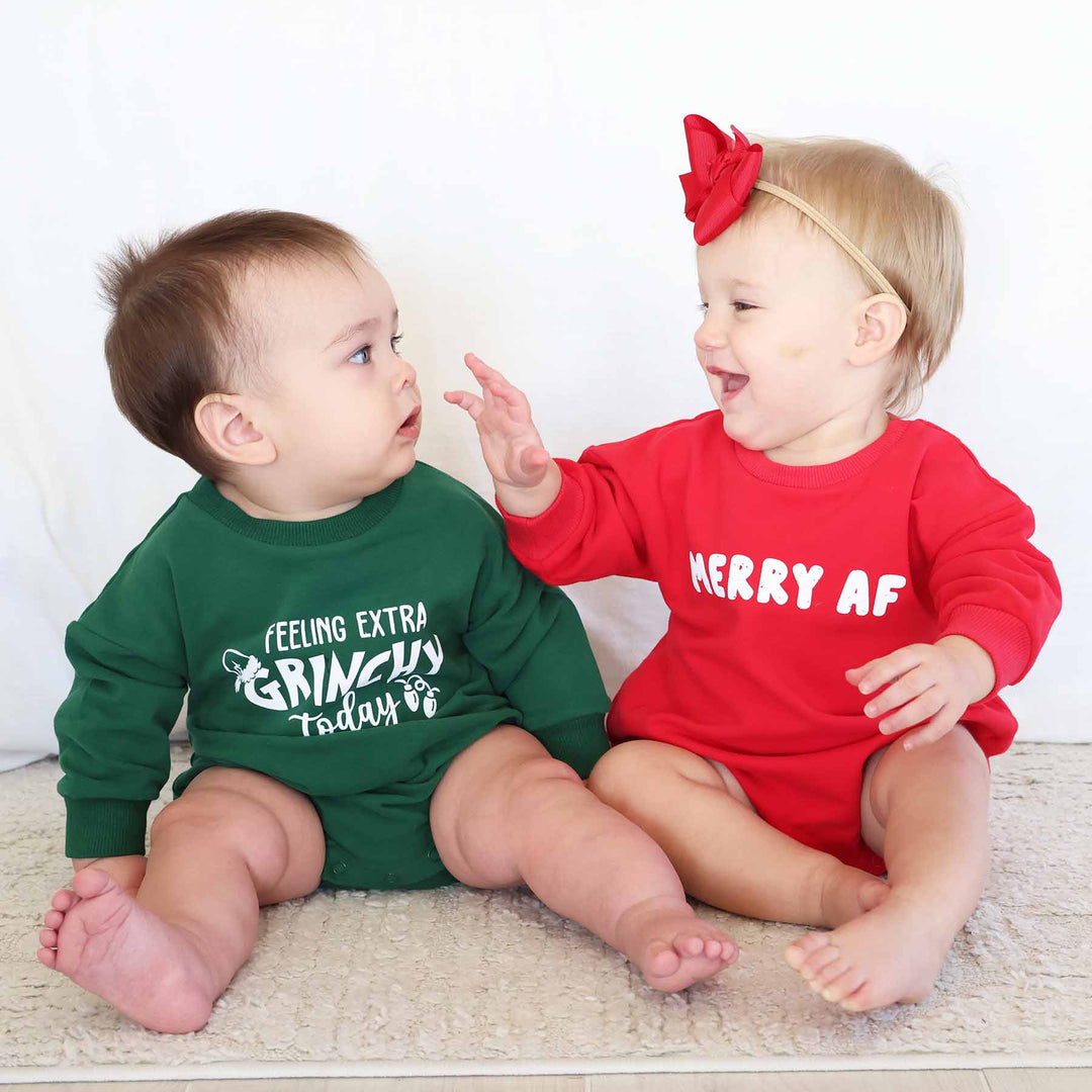 christmas graphic sweatshirt bubble rompers 
