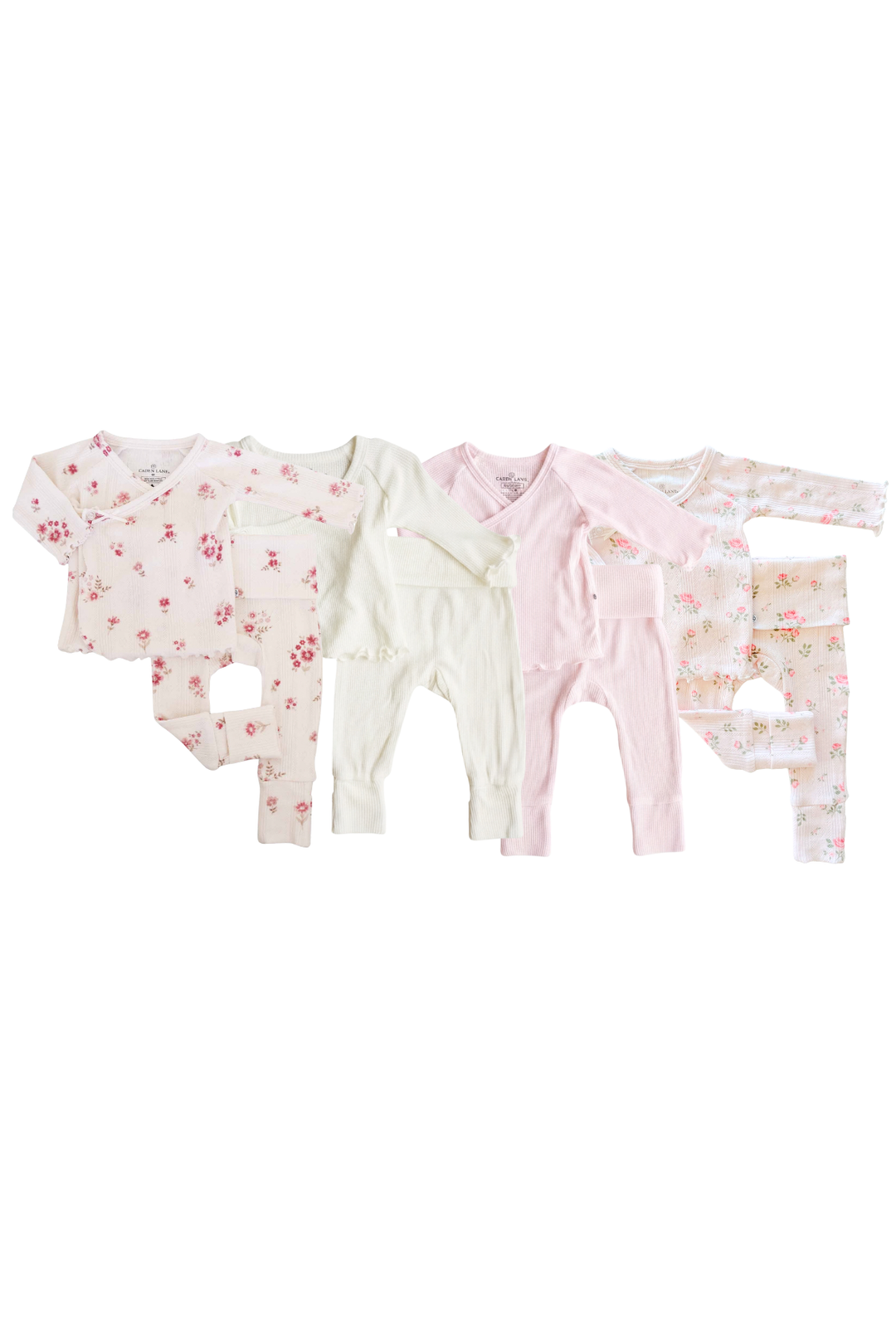group image of the Caden Lane waffle and pointelle 2pc Crossover Top & Bottom 
