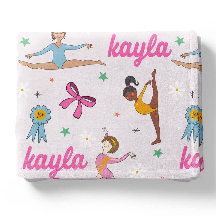 gymnastics personalized blanket for girls 