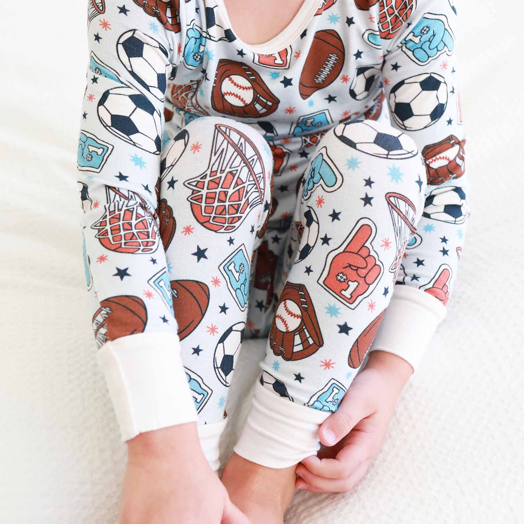 half time sports bamboo two piece pajama set for kids 