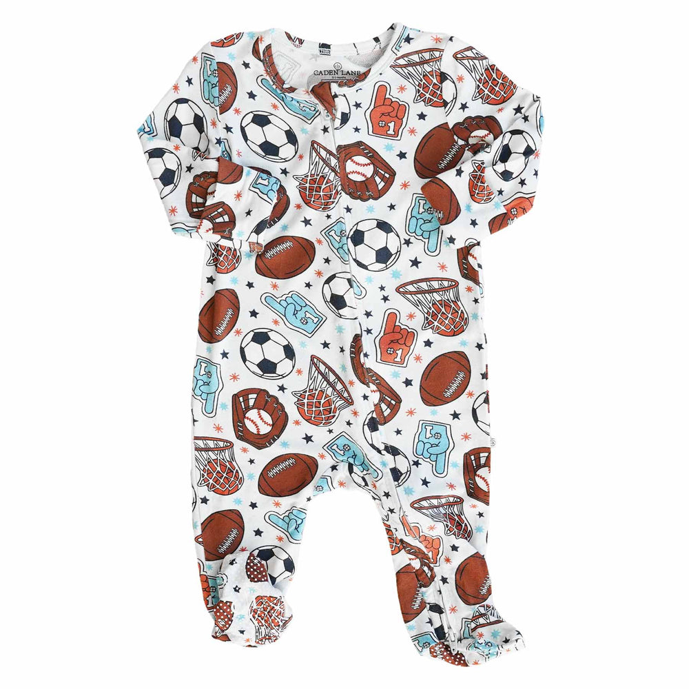 half time zipper footie sports themed pajama for babies
