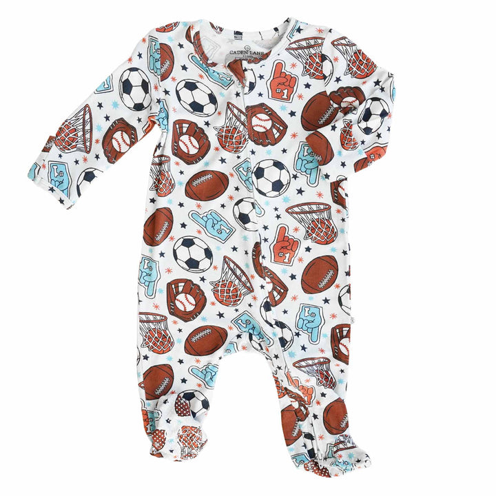 baby zipper footie sports themed 