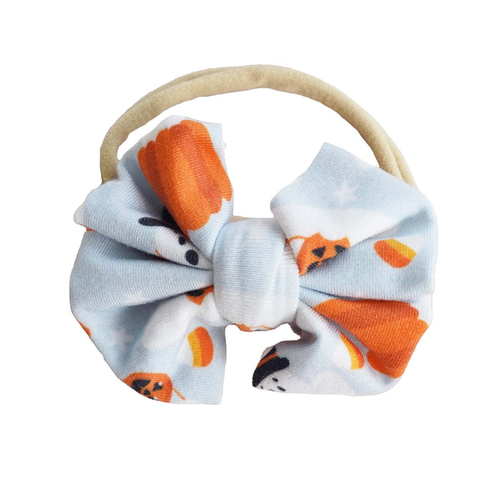 blue halloween knit bow headband 