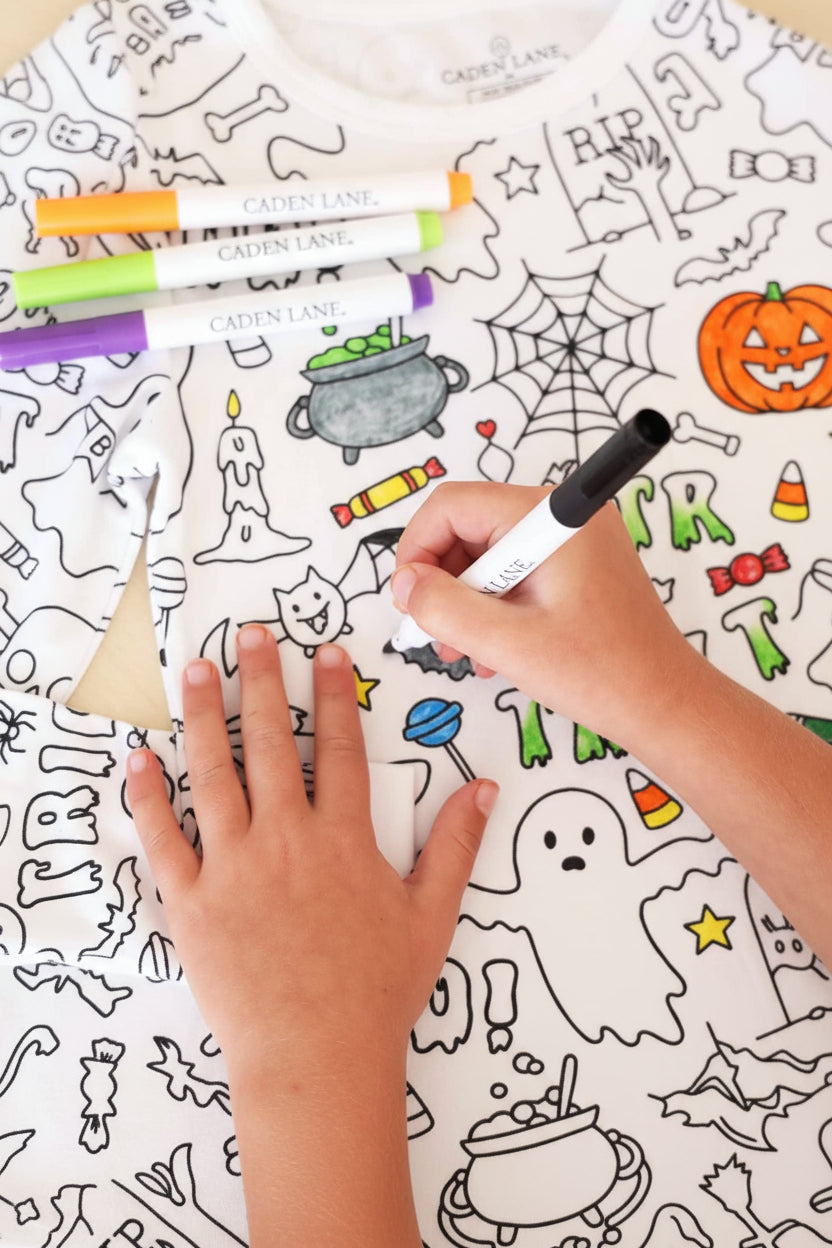 Colorable Halloween Two-Piece Pajama Set | No Tricks All Treats