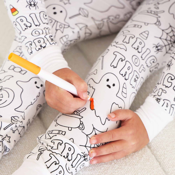 kids color me pajama set halloween themed 
