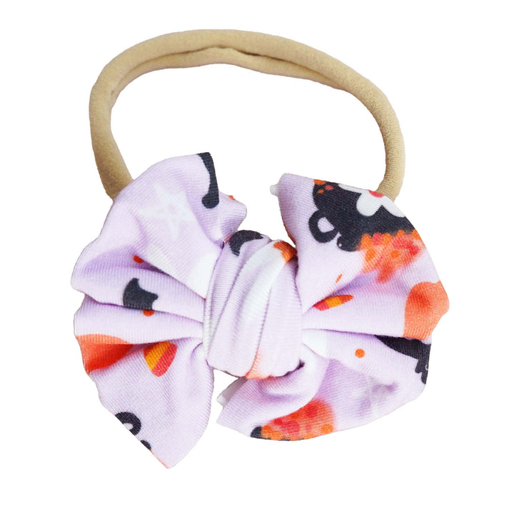 pink halloween knit bow headband 