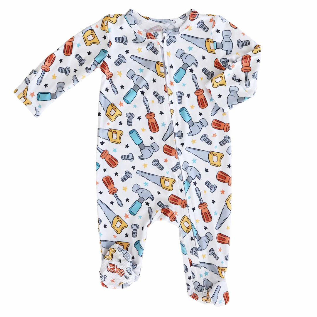 hammer time baby boy zipper footie 