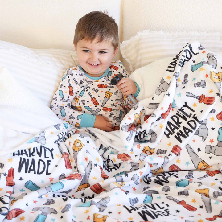 tool personalized kids blanket 