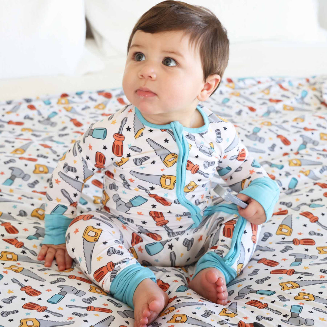 colorful tool pajama romper for toddler boys 