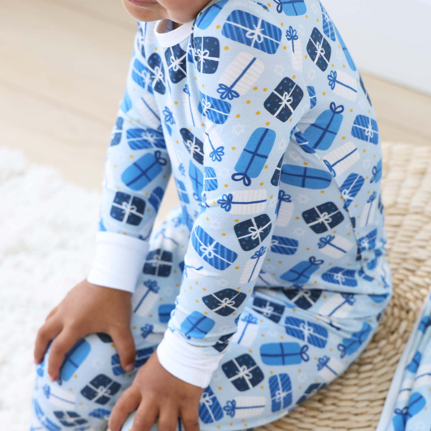 blue present pajamas for kids 