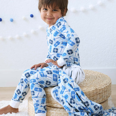 hanukkah kids pajamas blue 