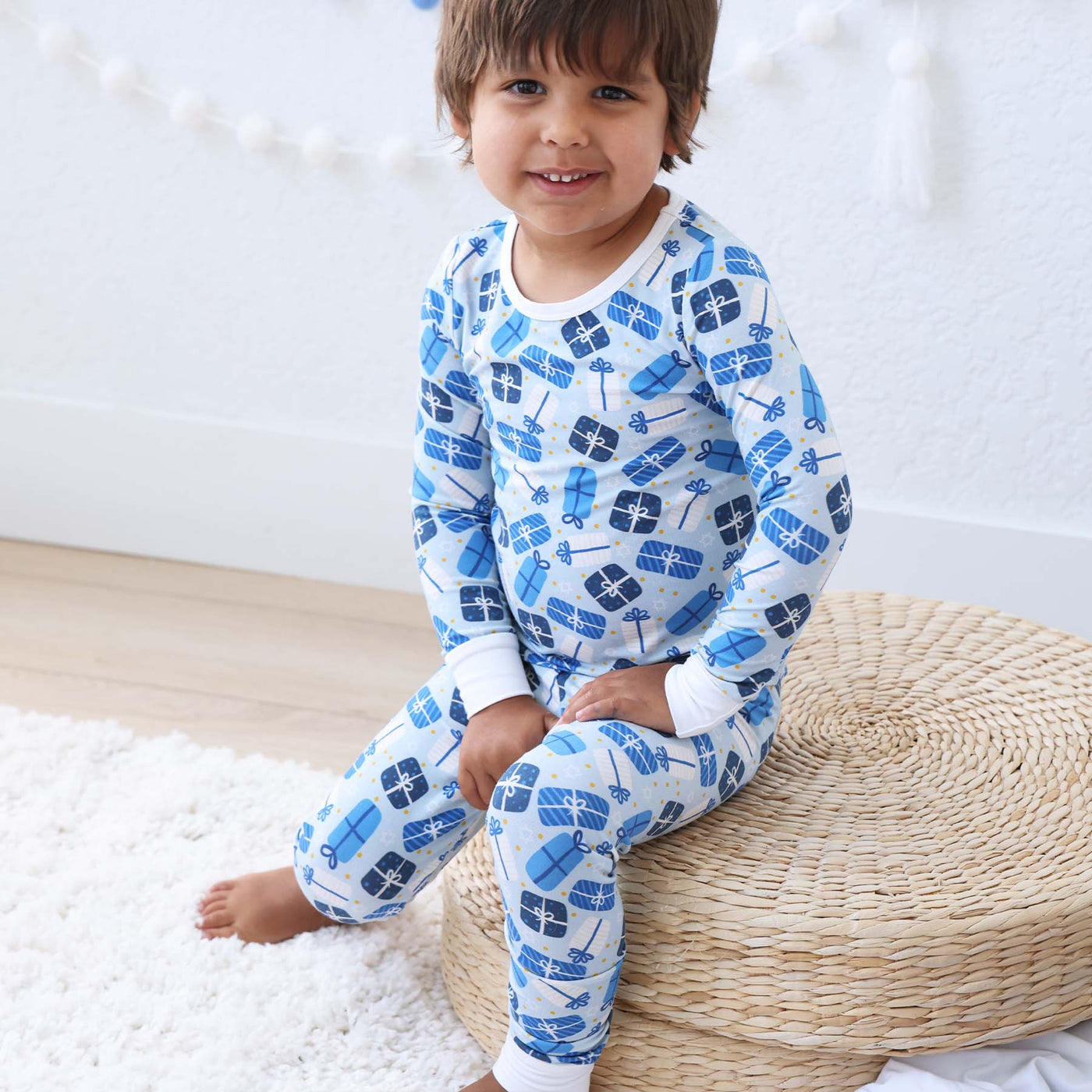 blue hanukkah pajamas for kids 