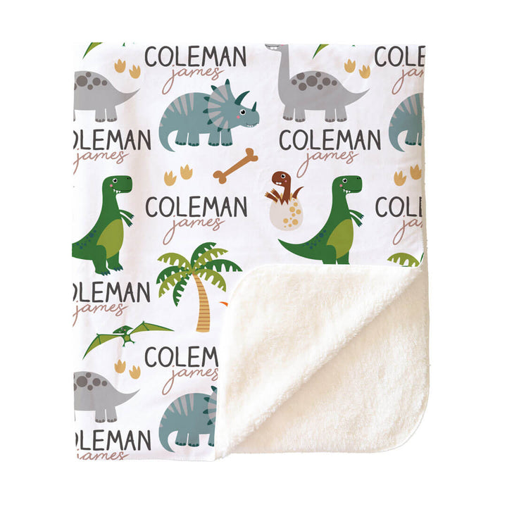Happy Dinos Personalized Toddler Blanket | Neutral