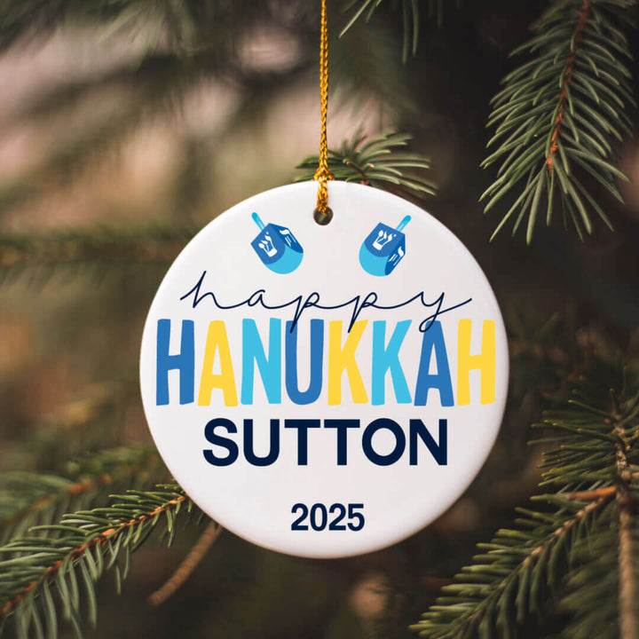 happy hanukkah personalized ornament with name and year 