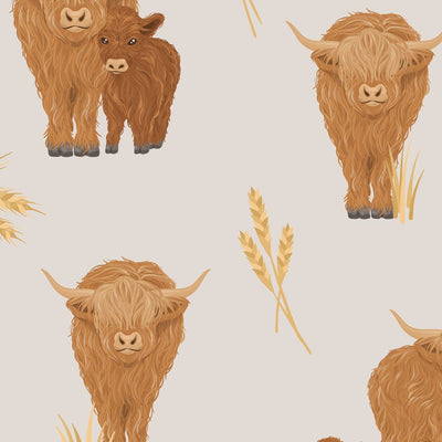 Happy Highland Cows Personalized Baby Name Swaddle Blanket