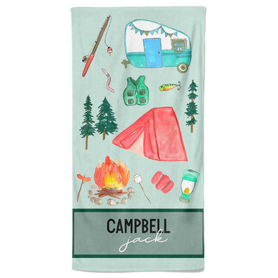 happy camper personalized towel 