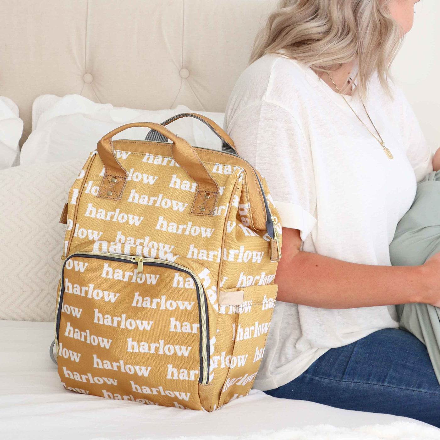 harvest gold personalized diaper bag backpack