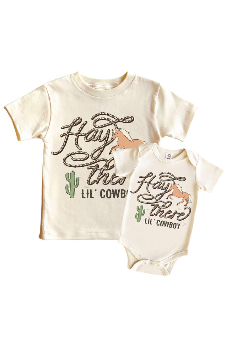 hay there lil cowboy graphic tee and bodysuit for boys 