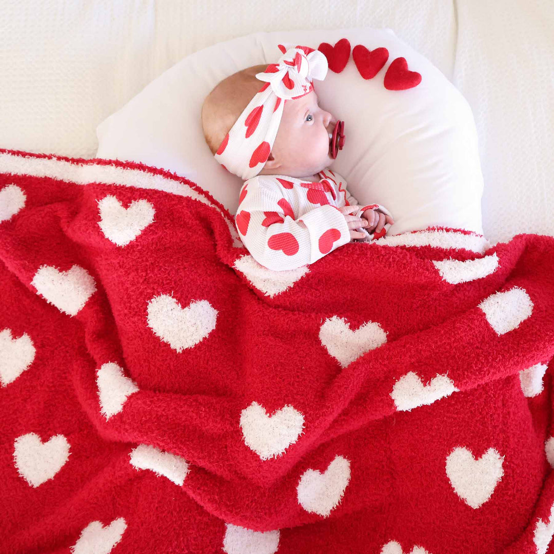 reversible valentine's day blanket red and white hearts