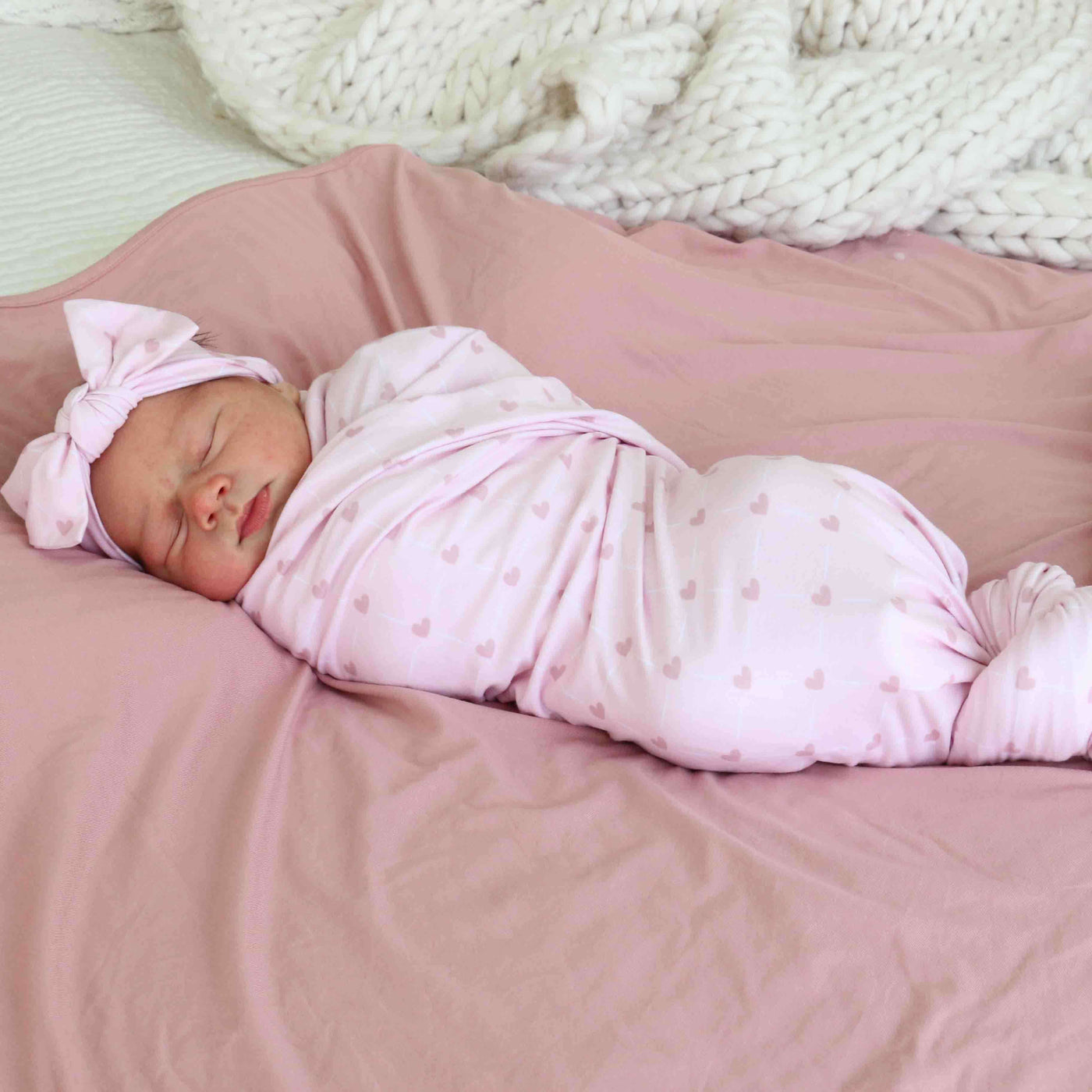 pink heart oversized swaddle for newborns 