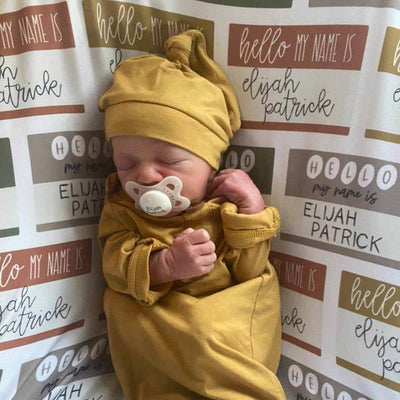 hello my name is neutral personalized swaddle 