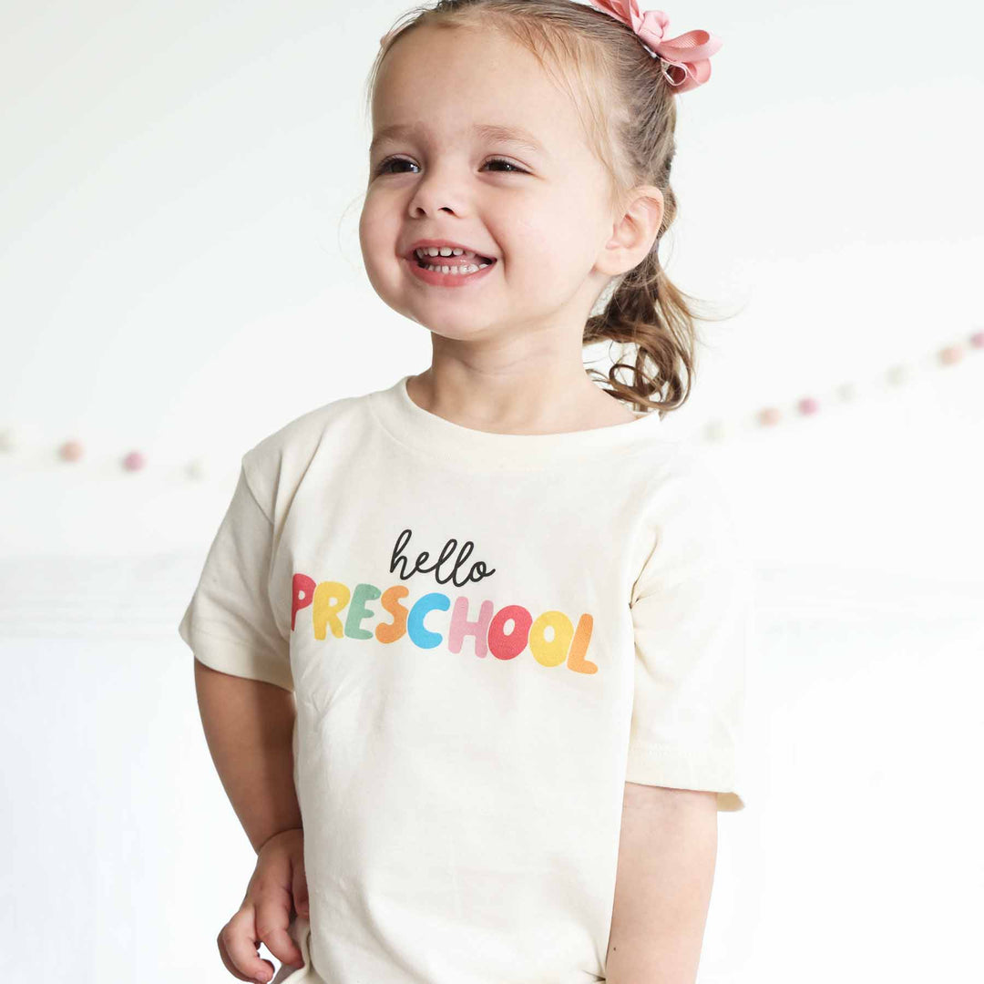 hello preschool graphic tee first day of school outfit 