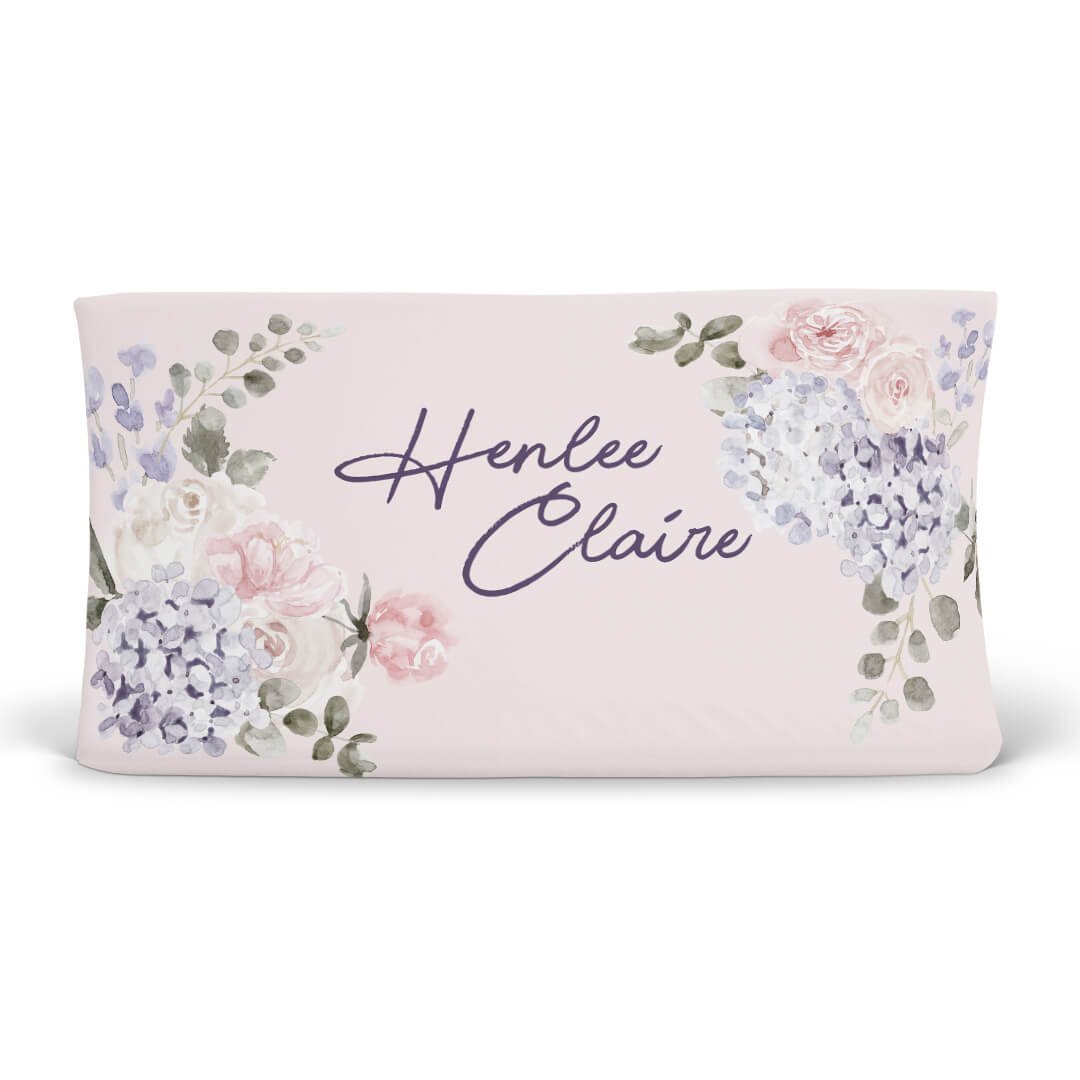 hydrangea personalized changing pad cover 