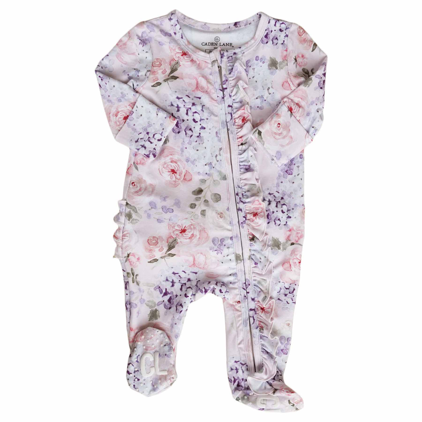 pink and purple floral footie 