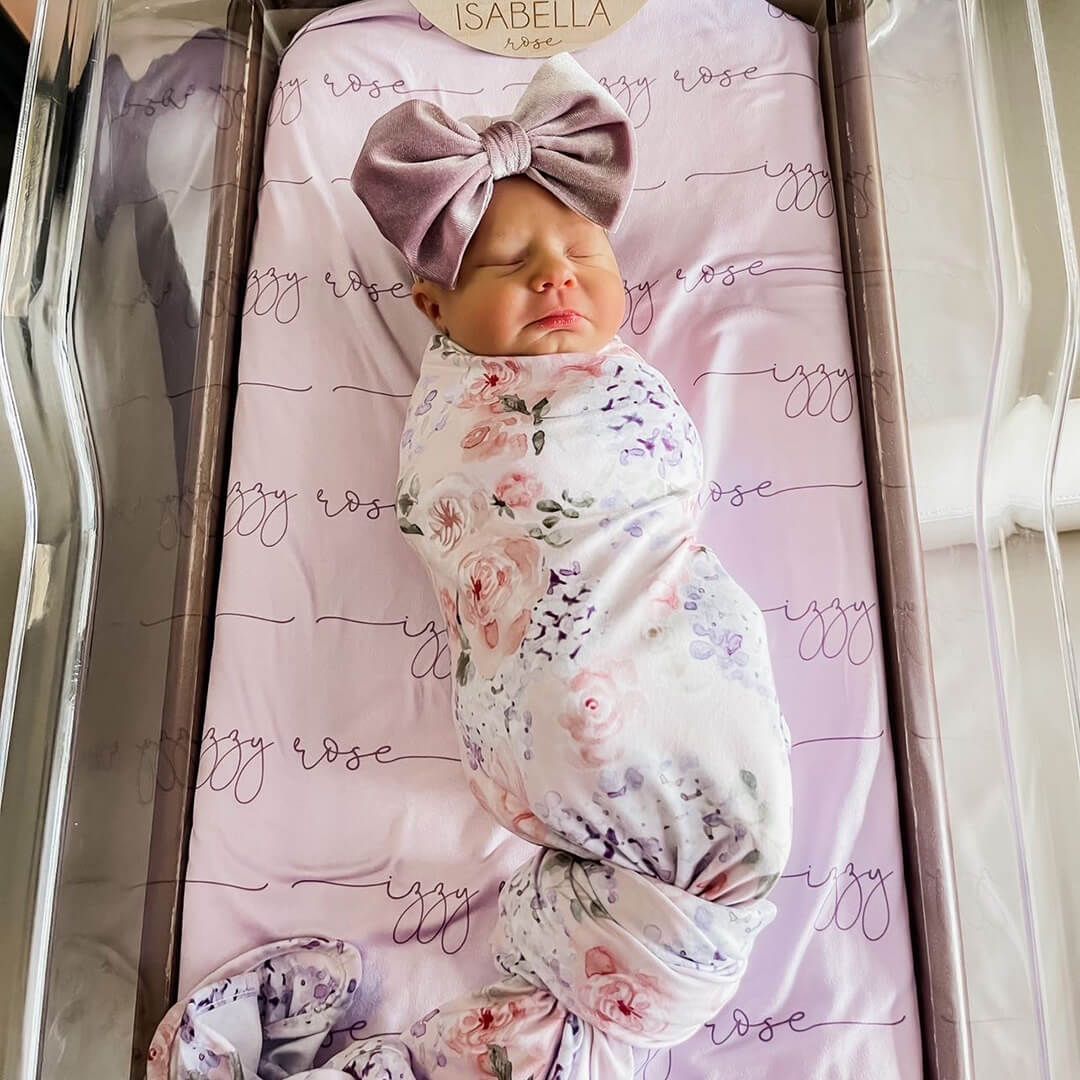 oversized swaddle for babies pink and purple hydrangea