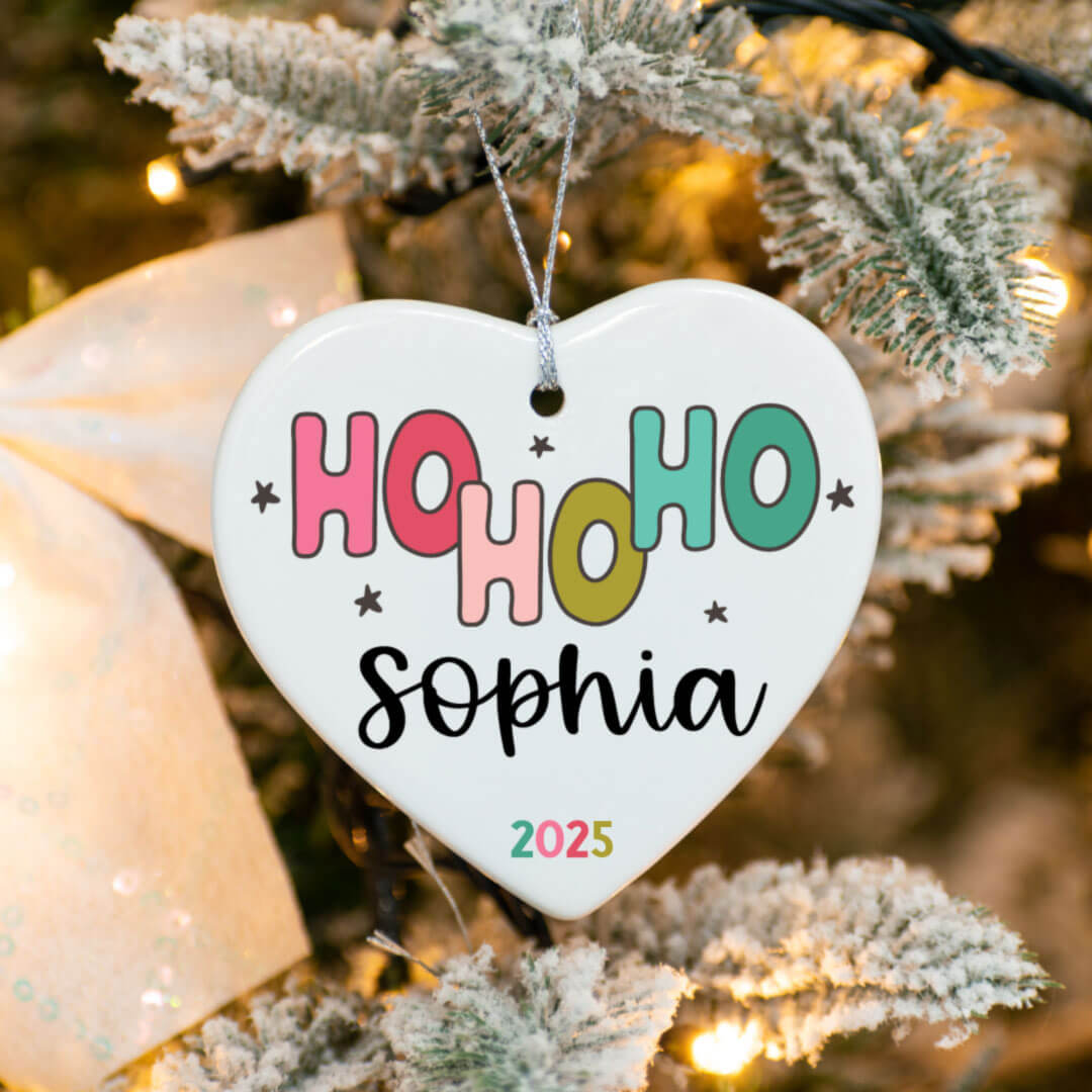 Personalized Ceramic Christmas Ornament | Ho Ho Ho