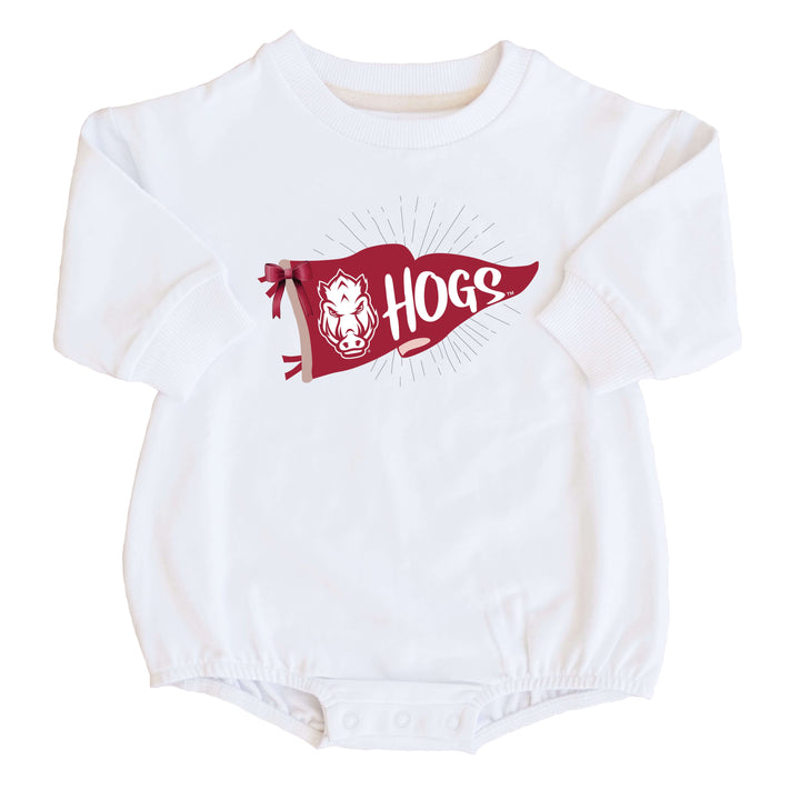 University of Arkansas | Football & Bows Graphic Sweatshirt Bubble Romper