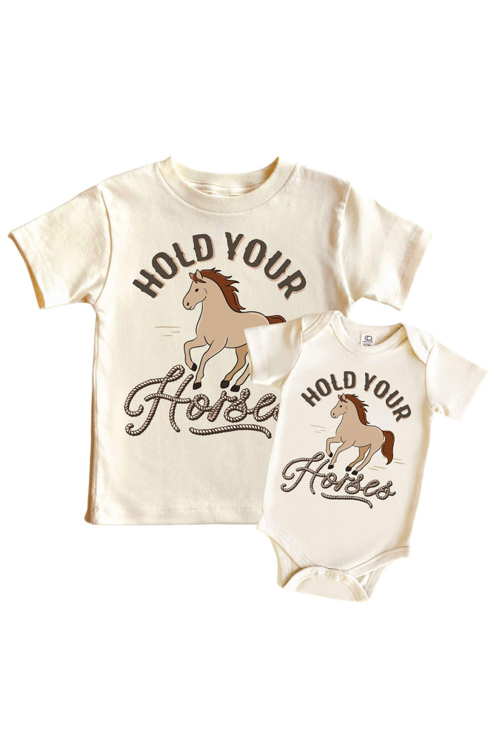 hold your horses graphic tee and bodysuit for boys 