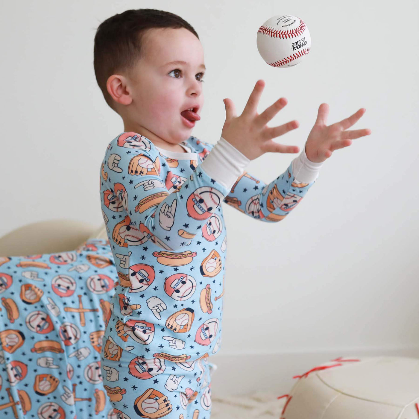 home run long sleeve two piece pajama set for kids 