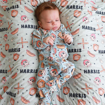home run personalized swaddle blanket 