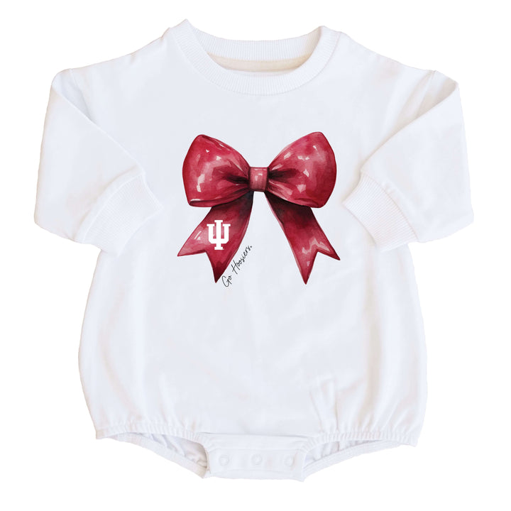 Indiana University | Footballs & Bows Graphic Sweatshirt Bubble Romper