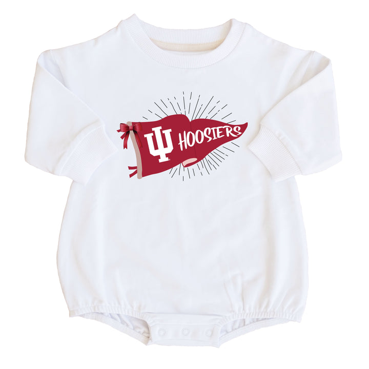 Indiana University | Footballs & Bows Graphic Sweatshirt Bubble Romper