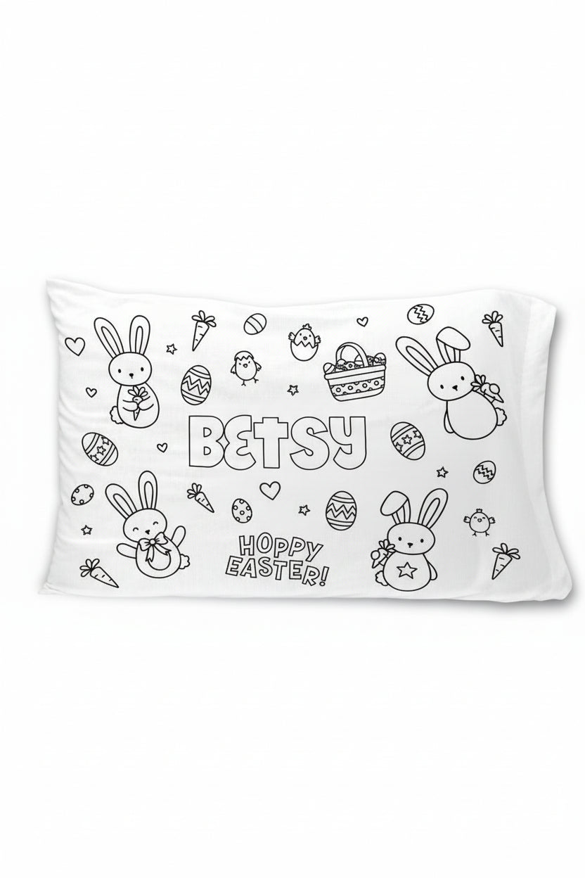 hoppy easter colorable personalized pillowcase 