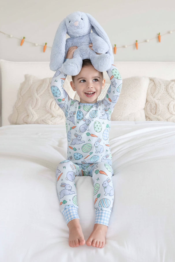 Hoppy Spring Two Piece Pajama Set | Blue