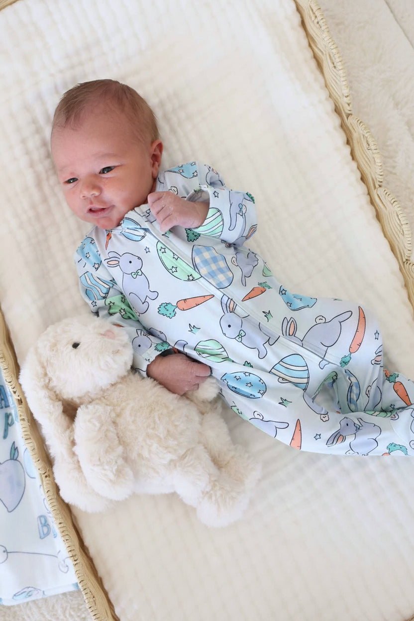 hoppy spring blue easter baby zipper footie for boys 