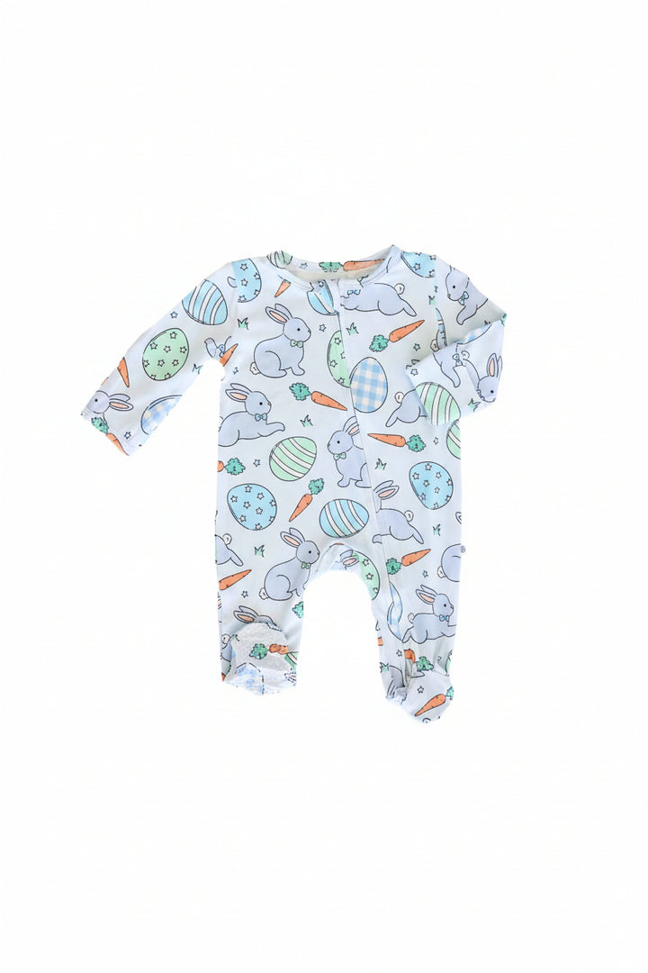 hoppy spring blue long sleeve zipper footie pajama 