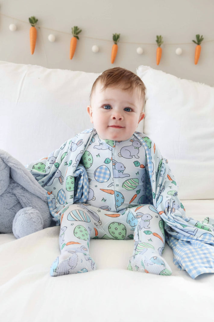 hoppy spring blue zipper footie pajama for baby boys 