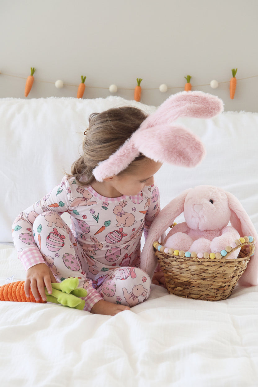 hoppy spring easter two piece pajama set for girls 