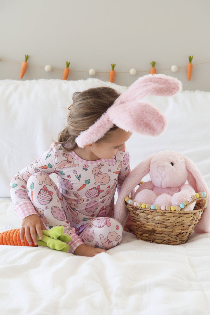 hoppy spring easter two piece pajama set for girls 