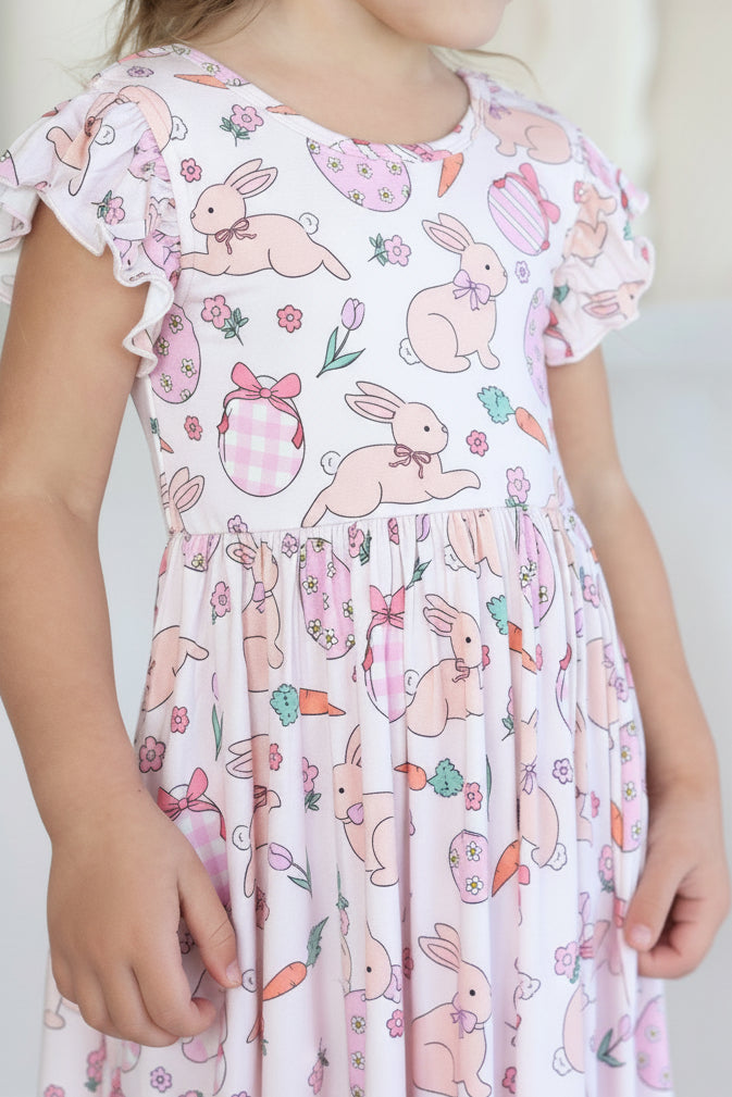 hoppy spring pink short sleeve dress for girls