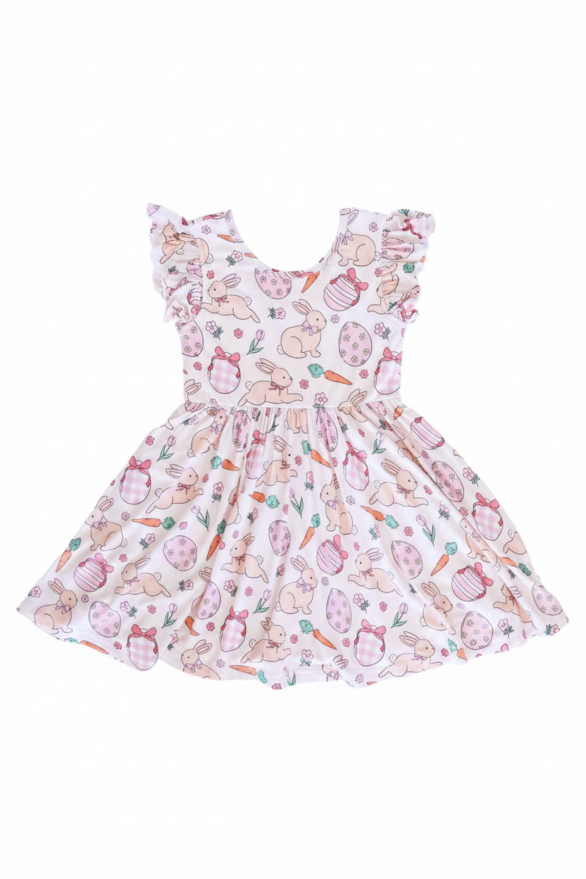 short sleeve easter dress for girls pastel pink
