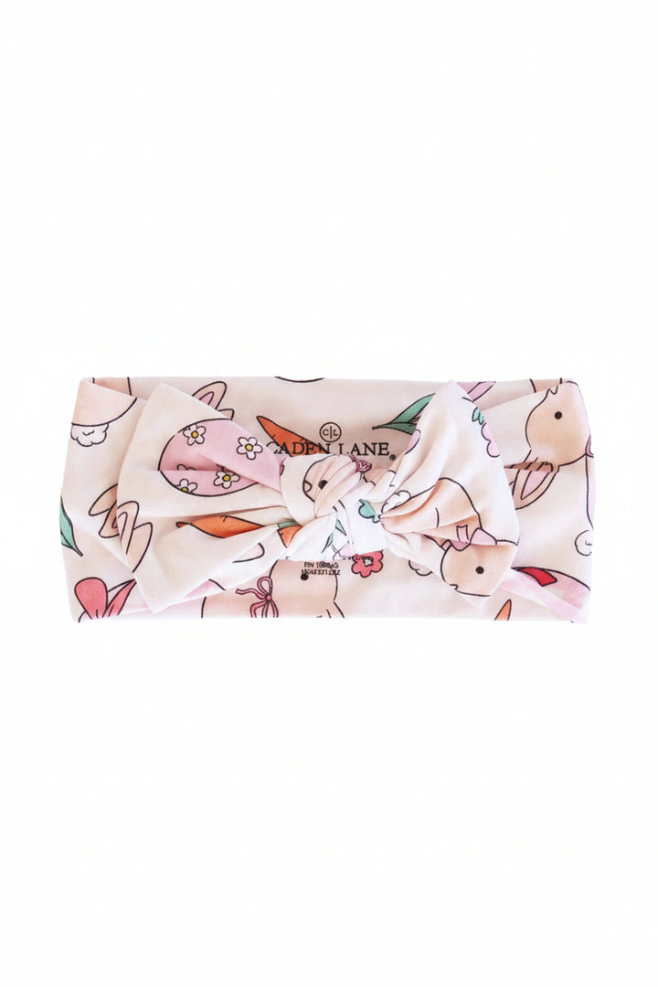 hoppy spring pink knit large bow headwrap for girls 