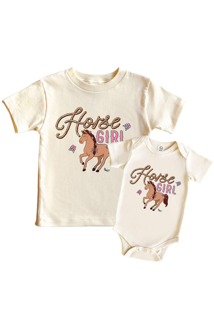 horse girl graphic tee and bodysuit for girls 
