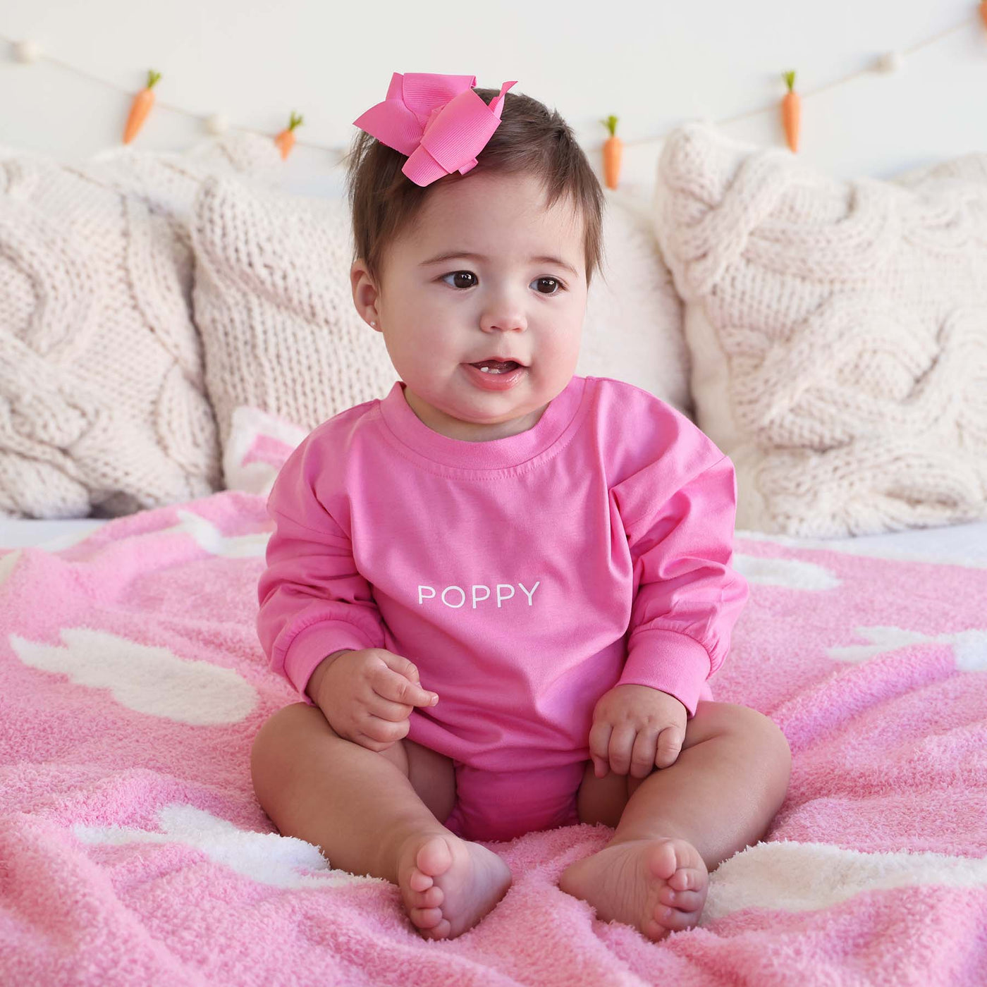 hot pink easter bubble romper personalized 