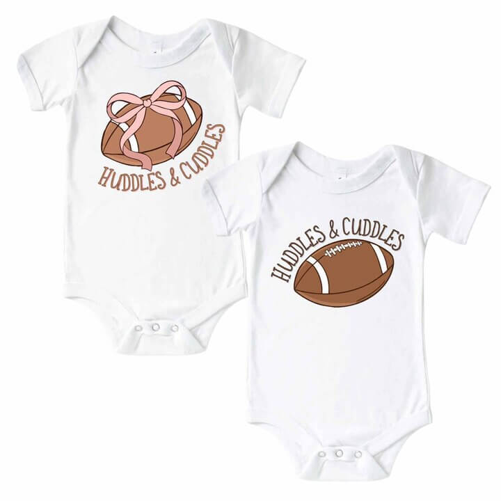huddles & cuddles football graphic bodysuits for babies 