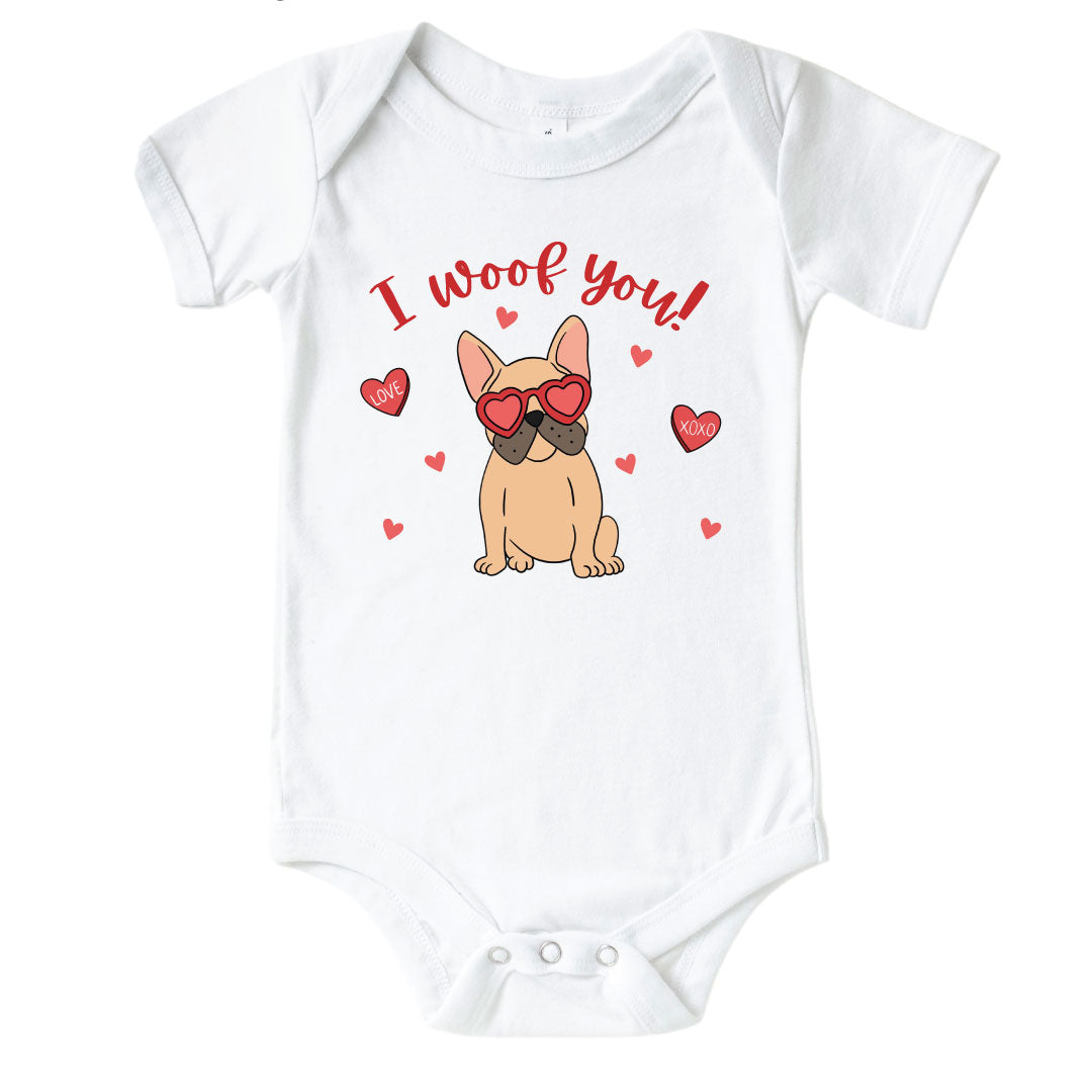 baby valentine's day outfit with french bulldog